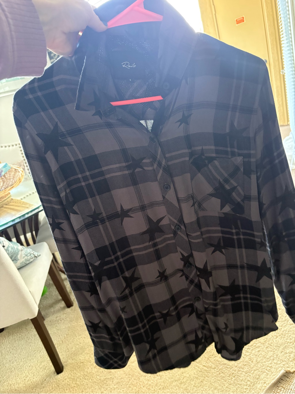 Rails Black & Gray Plaid Star-Print Shirt Jacket